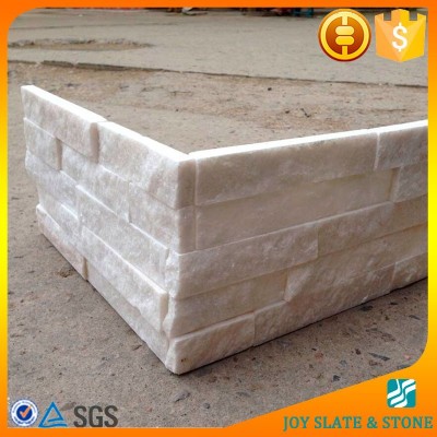 Brite white quartz stone corner ledgestone stone veneer fireplace brick siding