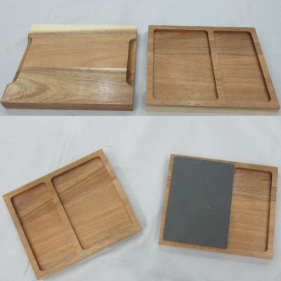 Natural acacia Mini wood board with slate plate